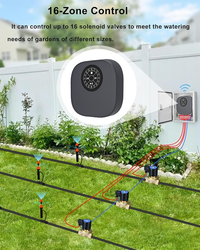 Haozee WiFi Smart Sprinkler Controller,16-Zone Smart Irrigation Controller,Support 2.4G & 5G,App Enabled Automated Water Scheduling, Alexa Compatible