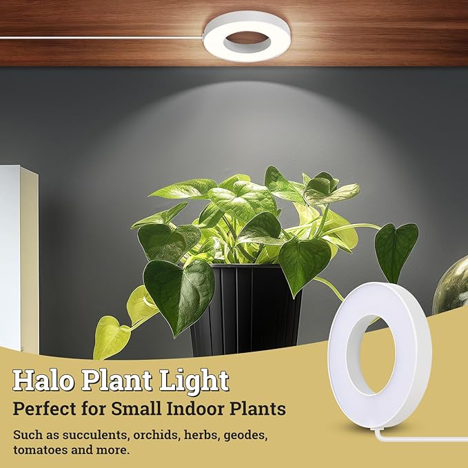 Ceiling Grow Lights for Indoor Plants, 192 LEDs Full Spectrum Halo LED Plant Light, with 3/9/12H Auto Timer Switch, 3 Colors,10 Dimming, Plant Lights for Small Plants, 4 Head