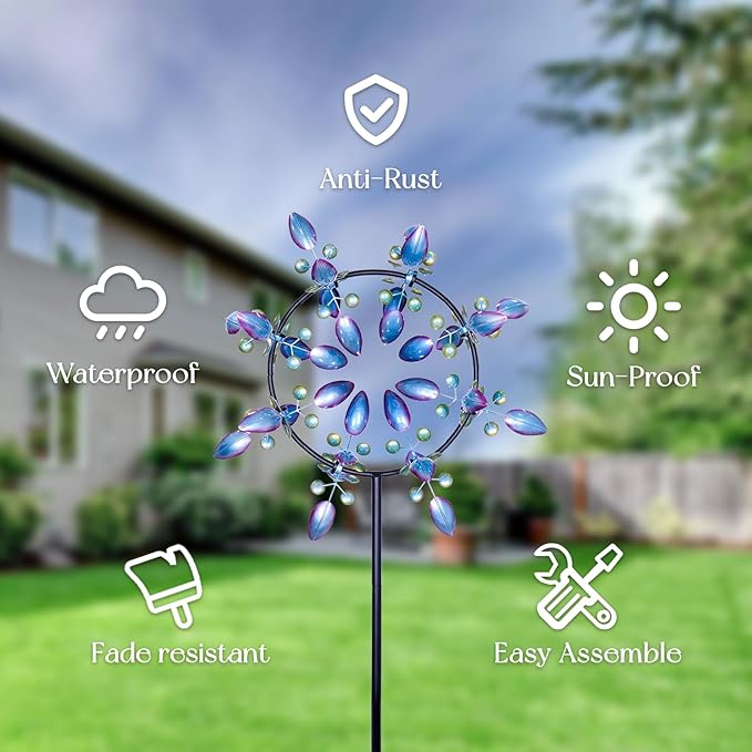 Peacock Wind Spinners Outdoor, Garden Spinners Metal Large 87 inches, Wind Sculptures for Yard Decor(87 x 30 Inches)
