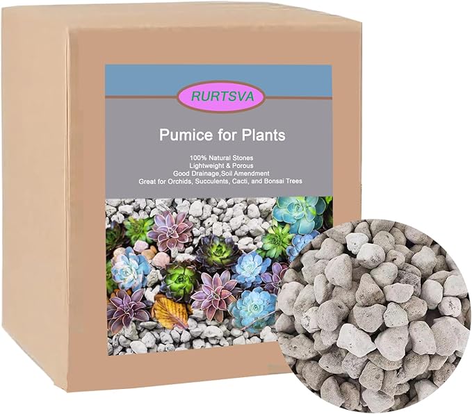 Horticultural Pumice for Plants 10QT, Natural Organic Pumice Stones for Succulent Cactus Bonsai Tree Orchid Potting Mixed, Improves Soil Aeration and Drainage, Promotes Root