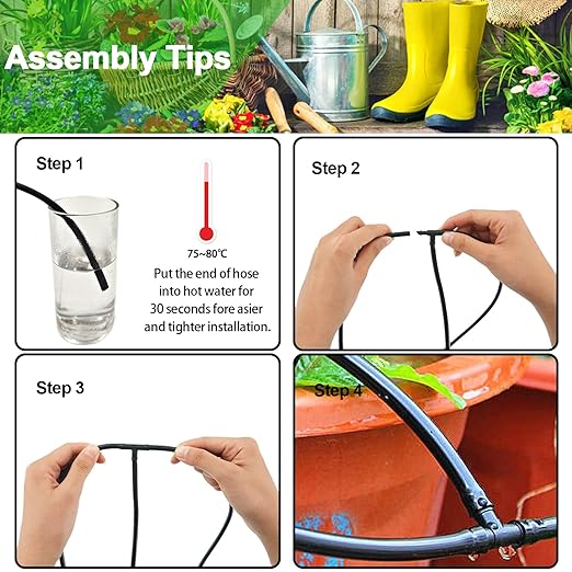 Drip Irrigation Parts, 1/4 Drip Irrigation Fittings Drip Irrigation Kit - 1/4 Irrigation Fittings Drip Irrigation Connectors 1/4 Irrigation Tubing Drip System Parts Drip Irrigation Tee 50Pcs