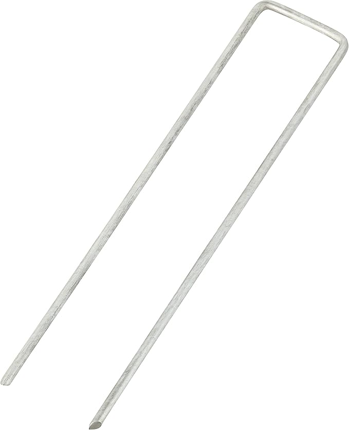 100-Pack Anti-Rust 6'' 11 Gauge Heavy-Duty Flat-Top U-Shaped Garden Stakes Staples Spikes Pins Pegs - Ground Stakes for Anchoring Landscape Fabric
