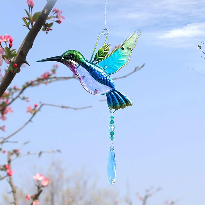 WEISIPU Crystal Suncatchers for Windows - Hummingbird Crystal Ball Prisms Hanging Crystals Ornament for Home Garden Office Wedding Christmas Decoration-Hummingbird