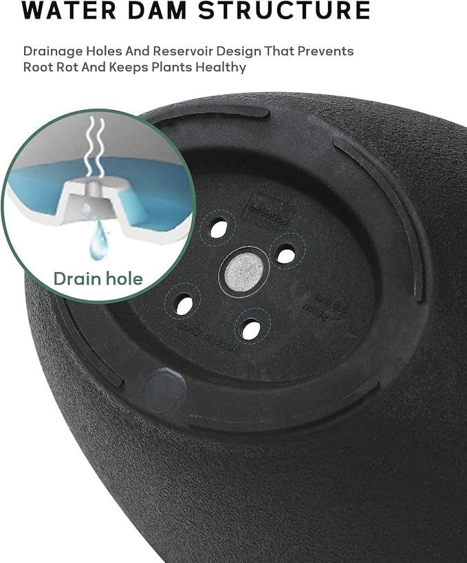 LaDoVita Plant Pots with Drainage Holes, 12 Inch Large Planters for Indoor Plants, Plastic Flower Pots Outdoor, Set of 2 Pack, Frosted Black