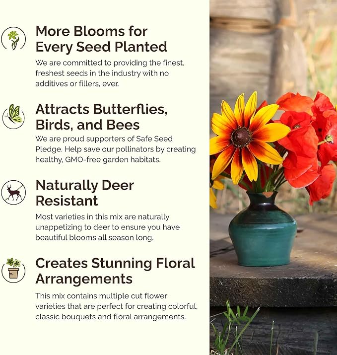 Eden Brothers Pennsylvania Wildflower Mixed Seeds for Planting, 1 oz, 30,000+ Seeds with Coreopsis, Lupine | Attracts Pollinators, Plant in Spring or Fall, Zones