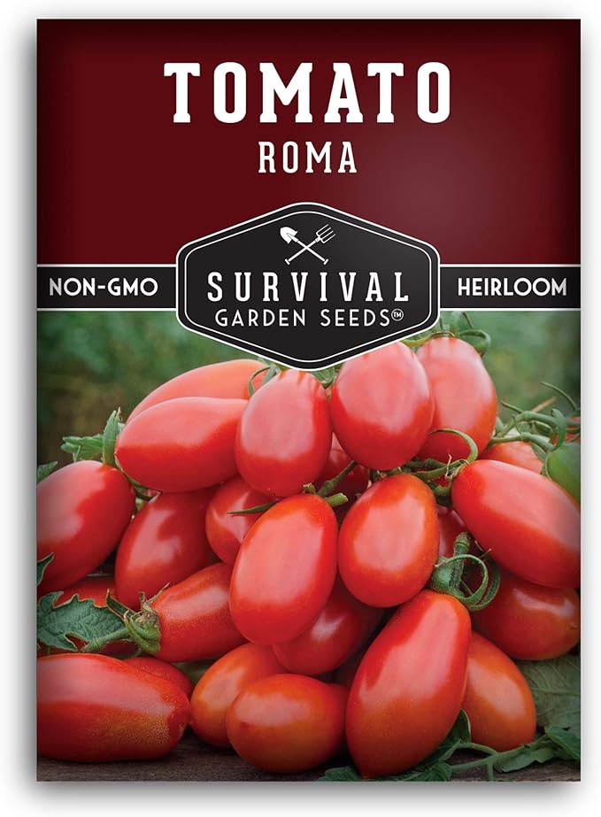 1 Pack Roma Tomato Seeds for Planting with Instructions to Grow Italian Roma Tomatoes in Your Home Vegetable Garden - Canning Favorite - Non-GMO Heirloom - Survival Garden Seeds
