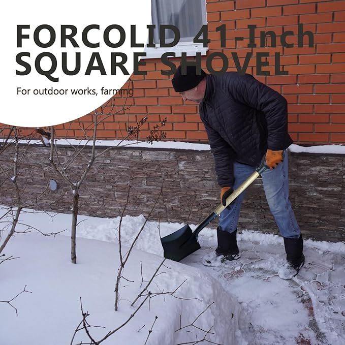 Flat Shovel, Square Shovel, Transfer Shovel, Snow Shovel, 41 inch Long, Durable D Grip Shovel, for Farming, Outdoor Works, Gardening, Landscape Works
