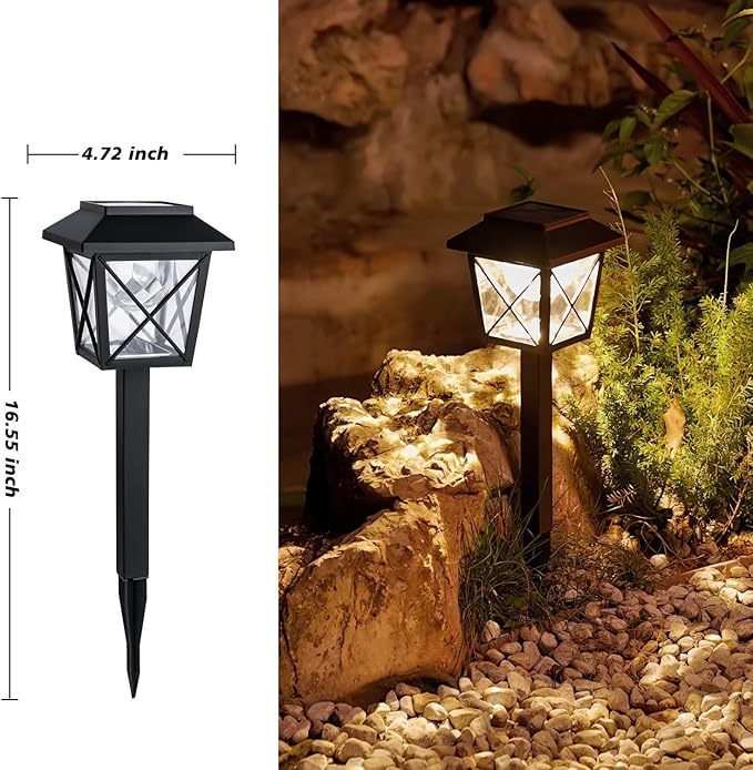 6 Pack Large Rotating Solar Lights Outdoor Waterproof 2 Modes Twinkling Decorative Lights for Garden Yard Pathway Walkway Decorations Landscape Lighting. (Set of 6)