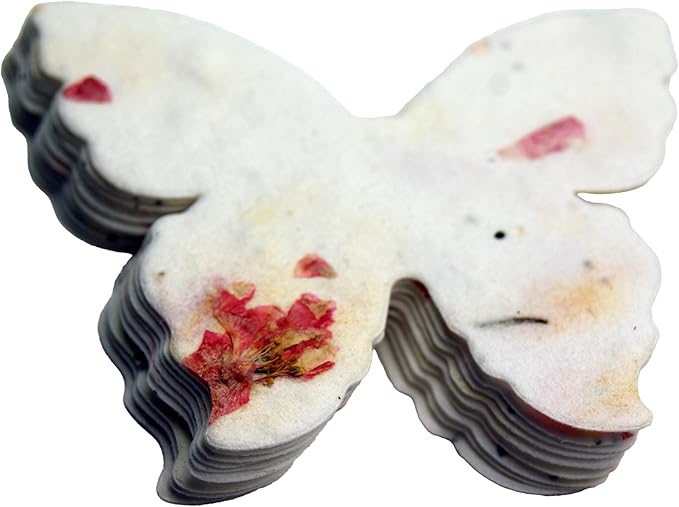 Of The Earth Handmade Paper - Wildflower Seed Paper Butterfly Shape - Large 3" - Set of 24 (24s Pink Petal)