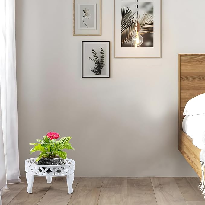 White Plant Stand, Anti-Rust Planter Stands for Indoor Plants, Metal Plant Stands Outdoor, Round Plant Shelf Flower Pot Stand,Display Shelves Potted Plant Holders for Garden Patio Decor