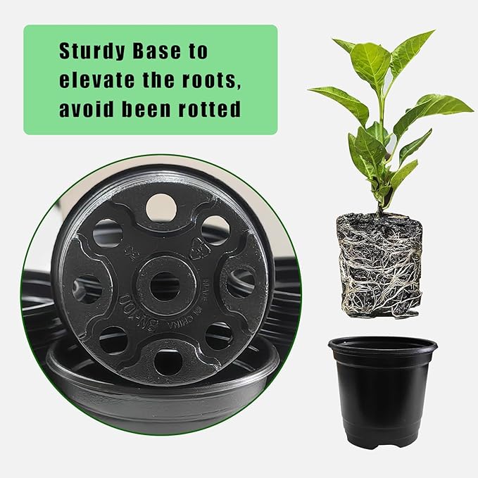 10CM Black Seedling Pots 4 inch Thick Nursery Pots 50 Pcs, Soft and Sturdy Seeds Starter Pots(50Pack，Black)