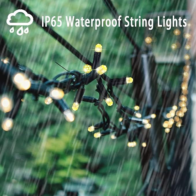 Solar String Lights Outdoor,115 Ft 300 LED Solar Christmas Lights with Remote,8 Modes Waterproof Patio Lights for Christmas Tree Patio Yard Garden Party Decor (Warm White)
