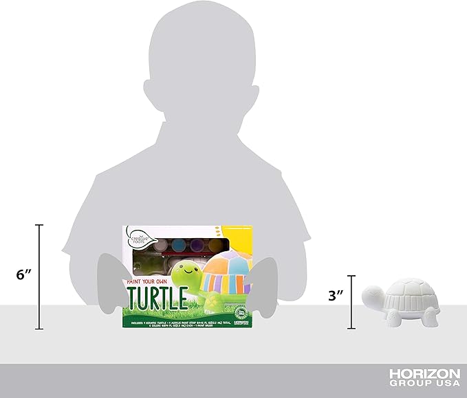 Creative Roots Paint Your Own Turtle, DIY Turtle, Kids Painting Set, Creativity, Ceramics to Paint, Paint Your Own Ceramic, Painting Kits for Kids Ages 5+