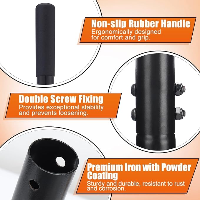 Heavy-Duty Steel Tamper, 8x8 Inch Hand Soil Tamper Garden Landscaping Tool for Ground & Gravel Leveling Dirt Compactor - Ergonomic Tamper Design, 48 Inches Total