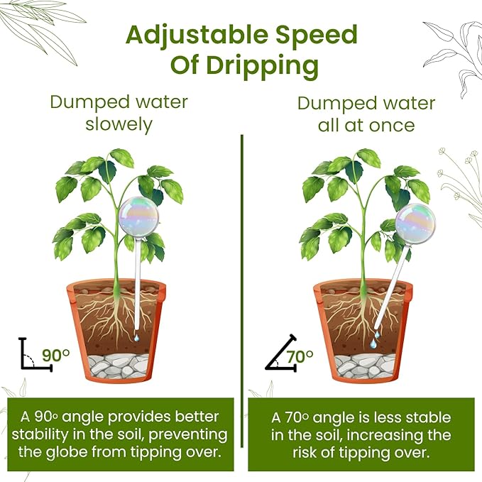 2 Pcs Iridescent Self Watering Globes, Glass Rainbow Plant Watering Globes, Self Watering Planter Insert, Automatic Plant Waterer Indoor, Plant Watering Devices, Plant Water Globes, Watering Bulb