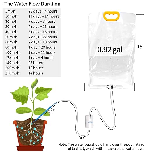 4Pcs Self Watering System for Plants while Away on Vacation, Plant IV Water Bag, Indoor Plant Watering System Device, 30 Days Automatic Plant Waterer Drip Irrigation Kit for Potted Plants