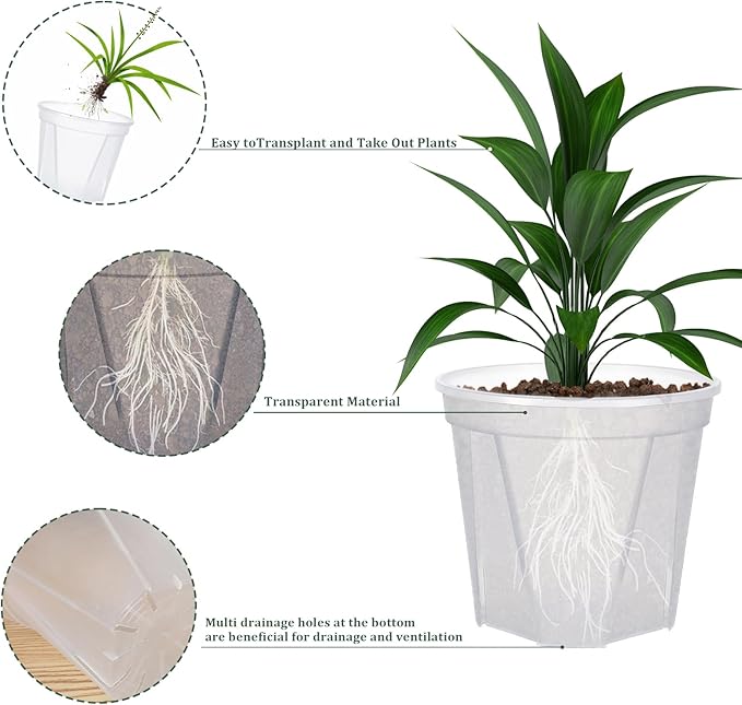 32 Pcs Plastic Pots for Plants with Trays 4/5/6/7 inch Clear Nursery Pots with Drainage Holes and Saucers, Planter Pots for Indoor Outdoor Seedlings Starter Plants,100 pcs Plant Labels,16-Set