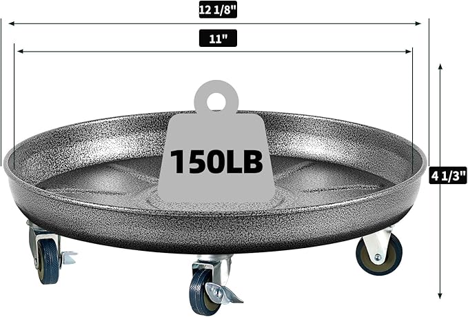 Heavy Duty Plant Caddy with Wheels 12 Inch, 360° Caster, Outdoor Rolling Plant Dolly That is Not Easily Rusted, Indoor Metal Plant Cart with Rollers, Plant Pot Trolley, Silver 2 Pack
