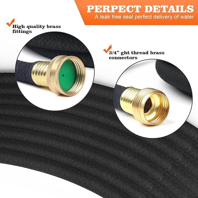 Soaker Hose 50 FT for Garden with 5/8" Diameter Irrigation Hose Save 70% of Water Solid Brass Interface Eminently Suitable for Lawn and Garden Bed Cover