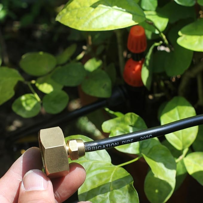 Garden Hose Drip irrigation Adapter,Brass 3/4"GHT Female Thread to 1/4 Water Hose drip irrigation fittings hose adapter (3 Set)