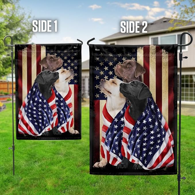 FLAGWIX Three Labrador Retriever Flag - Outdoor Labrador Decorations, Garden Flag (11.5" x 17.5"), Heavy-duty Canvas Labrador Flag Double Sided Garden Décor