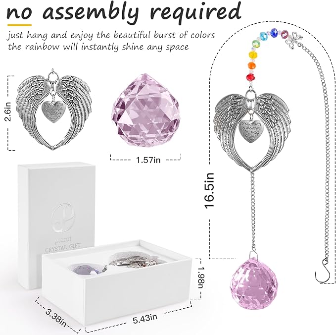 Memorial Gifts for Loss of Loved One Unique Sympathy Gifts Rainbow Sun Catcher Indoor Window Hanging Crystal Prism Grief Bereavement Gifts Ideas for Who Loss of Mom Dad (Pink)