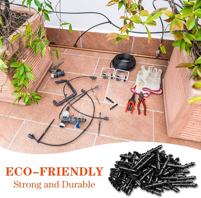 100 Pieces Drip Irrigation 1/4" Barbed Coupling Fittings, Barbed Connectors for 1/4 Inch Irrigation Tubing, Drip Line Coupler for Drip Sprinkler Garden Lawn Systems