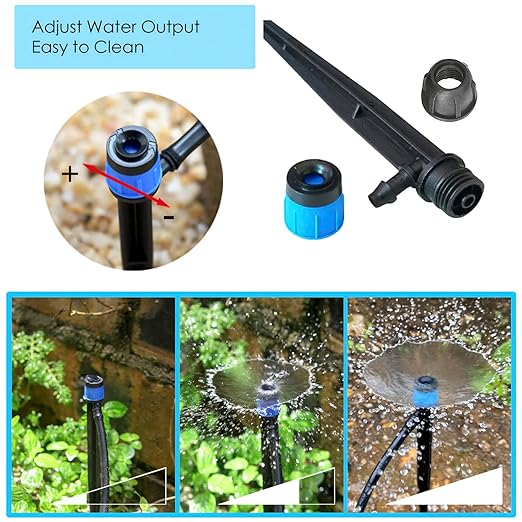100Pcs Drip Irrigation Emitters with Lock, Adjustable 360 Degree Water Flow Irrigation Drippers for 1/4" Drip Irrigation Tubing, Micro Spray Drip System Parts for Garden Irrigation System