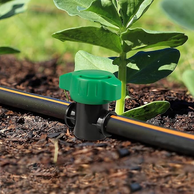 6 PCS Irrigation Barbed Ball Valve Fits for 1/2 Inch Drip Tubing, Drip Line Parts Shut Off Valve for Drip Irrigation and Aquariums