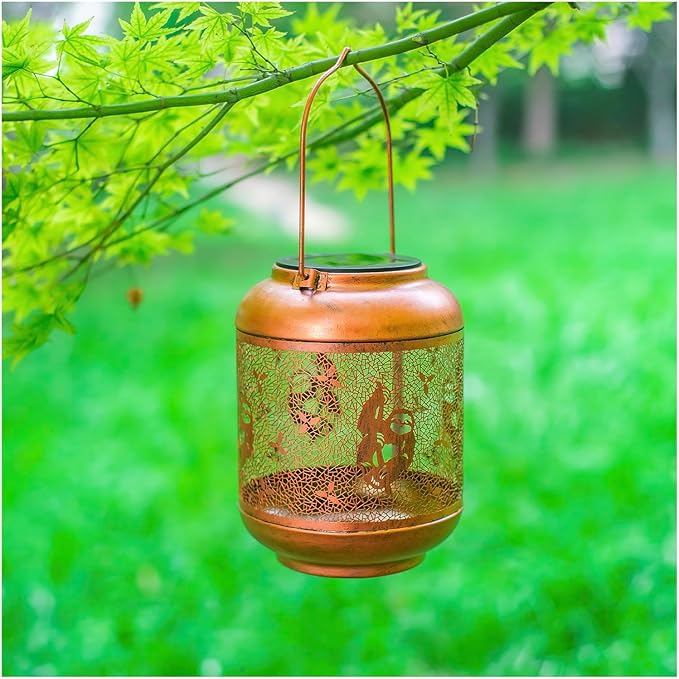 Sloth Solar Lanterns Outdoor Waterproof Hanging Solar Lights Sloth Gifts for Women Men Mom Metal Decorative LED Outdoor Lanterns for Patio, Lawn, Landscape, Garden Decor, Yard Decorations