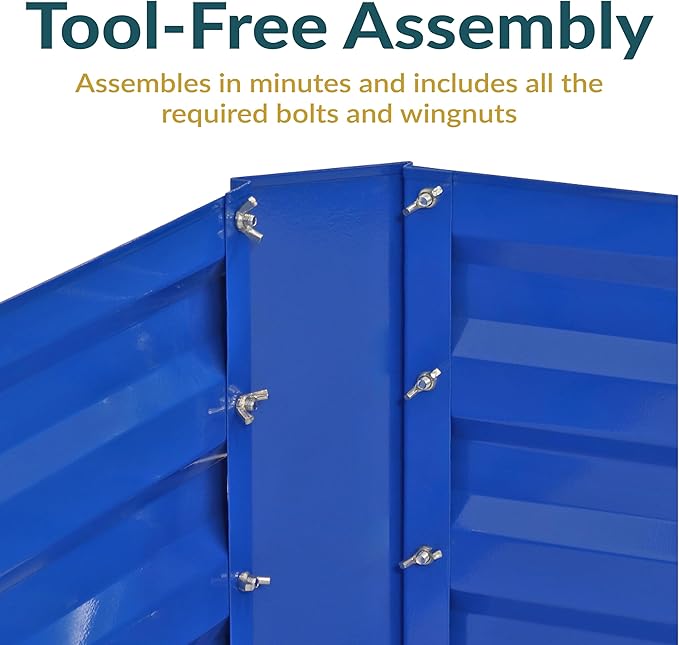 Sunnydaze Galvanized Raised Garden Bed - Metal Raised Bed for Gardening - Outdoor Planter Box for Flowers, Plants, and Vegetables - Blue - 12” H Square