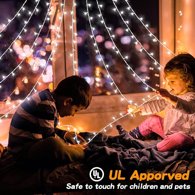 BlcTec Outdoor 317 LED Waterfall Tree Lights, 9 Strands with Timer - 8 Modes, Waterproof Christmas Lights for Garden, Patio, Yard Decor - Cool White