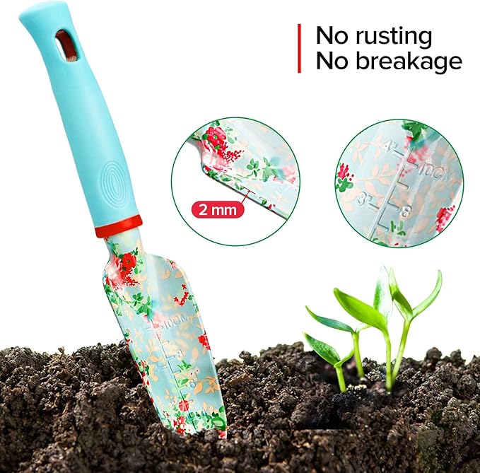 Gardening Tools Set WANCHI 11 Piece Heavy Duty Floral Garden Tool Set Gardening Gifts for Women Men Birthday Rust-Proof Aluminum Gardening Hand Tools Gardening Kit with Storage Tote Bag Organizer.
