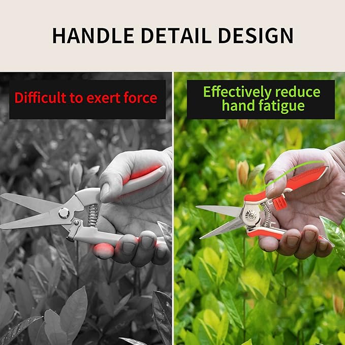 FLORA GUARD 6.5 Inch Micro-Tip Pruning snip Gardening Hand Pruning Shears Trimming Scissors with Stainless Steel(Orange)