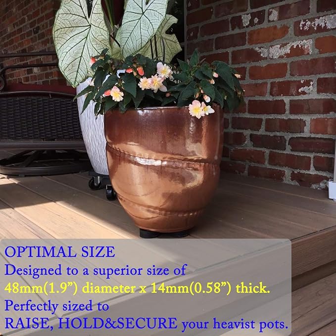 24 Pack Invisible Pot Feet with Enhanced Non-Slip Surface Grip Plant Pots and Flowers, Solid Rubber Pots Risers, Pot Lifters for Indoor or Outdoor Planters