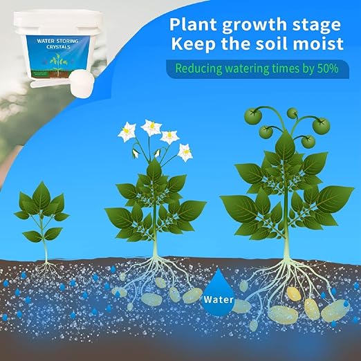 2LB Water Storing Crystals for Plants,Water Absorbing Crystals,Water Conditioner for Plants,to Keep The Soil Moist,Promote Plant Rooting,Plant Water Beads in Potting Soil,Lawn Soil,Garden Soil, WHITE