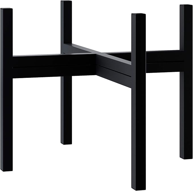 FaithLand Mid Century Plant Stand Indoor Outdoor(Plant Pot Not Included), Hold Up to 14 Inch Planter, Metal Planter Stand, Potted Plant Holder, Black - Fits Snake Plant - Upgraded Design