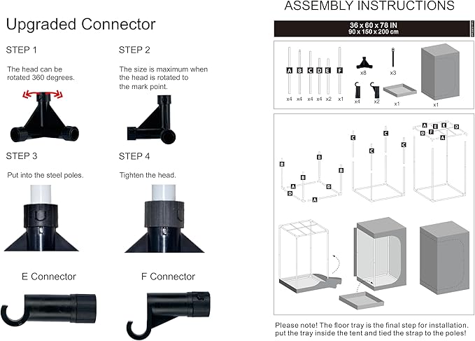 Grow Tent 36"x60"x78" Growing Tents for Indoor Plant 600D Mylar Hydroponic High Reflective Grow Room for Plant Fruit Flower Veg Growing
