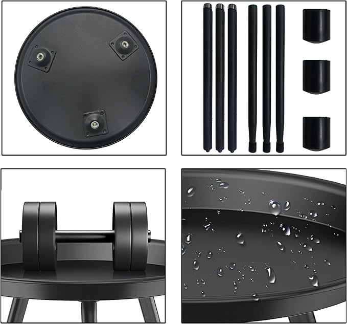 Plant Table Indoor Small,Black Metal Round Side Table.Modern Single Outdoor End Table for Small,Spaces,Patio,Office,Living Room, Bedroom Yard Garden Balcony Bedside