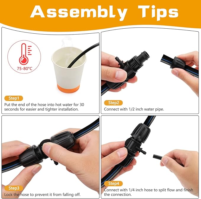 10 Pcs Barbed Tee 1/2 inch Tubing (1/2" ID x0.6-0.63" OD) 16mm to 1/4 inch, Irrigation Tube Anti-Drop Barbed Hose Fittings (Fits 13mm ID / 4mm ID), Locked Barbed Reducing Tee for Drip Hose