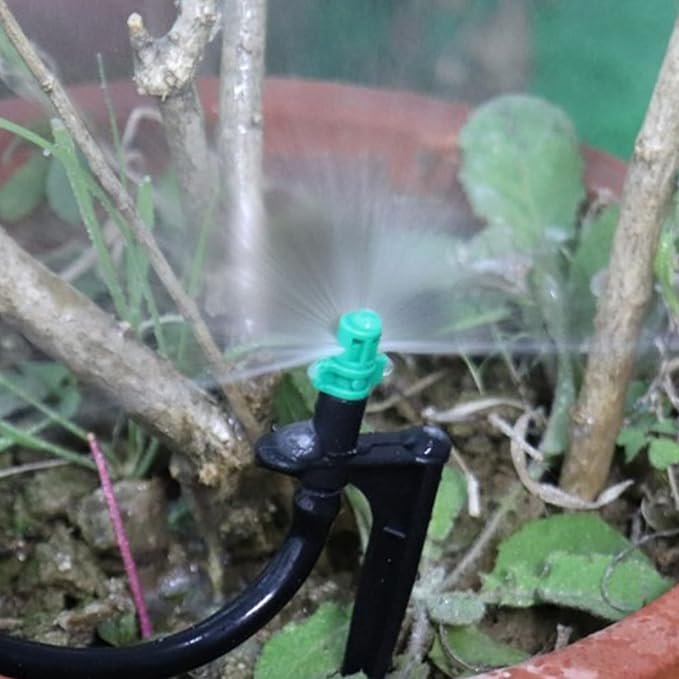 Coshar 120Pcs Mini Sprinkler Sprayer, 90/180/360 Degree Micro Sprayer Misting Nozzle Garden Lawn Irrigation Water Spray System Accessories, with Punch Tool