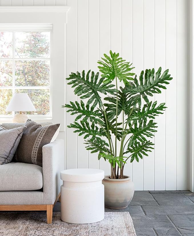Hollyone Artificial Tree Philodendron Plant 5FT Tall Faux Monstera Indoor Trees Fake Tropical Palm Plants Trees House Plants in Pot for Indoor Outdoor Home Office Garden Living Room Decoration, 1 Pack