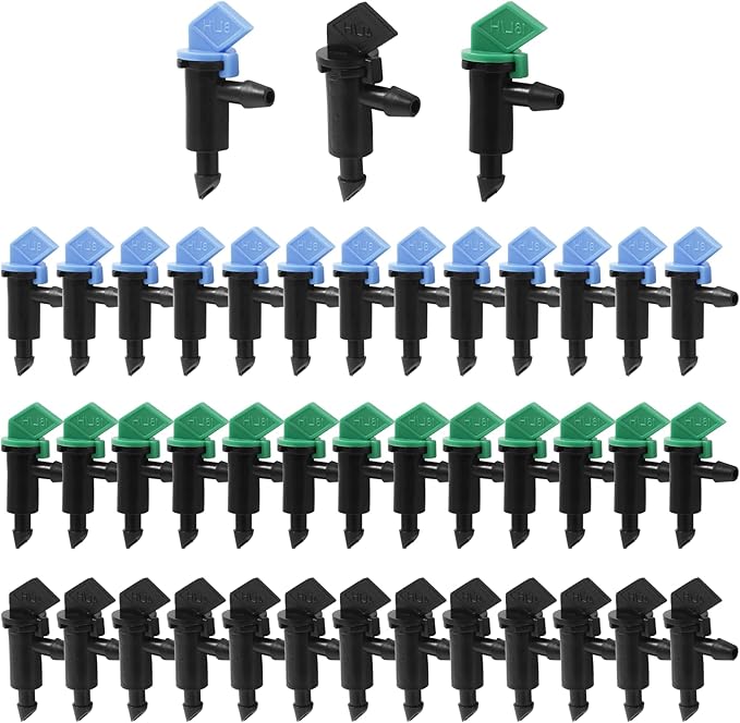 60 Pack Drip Emitter Drip Emitters Flag Irrigation Dripper for 4mm/7mm Hose for Garden Lawn, 1GPH, 2 GPH, 4GPH