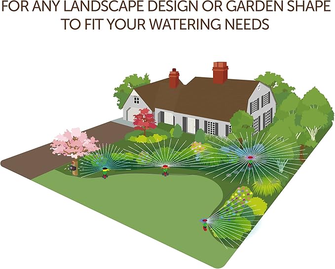 Eden 97065 Daisy Above-Ground 50 Ft Garden Hose and Sprinkler System, DIY Plant Watering Set