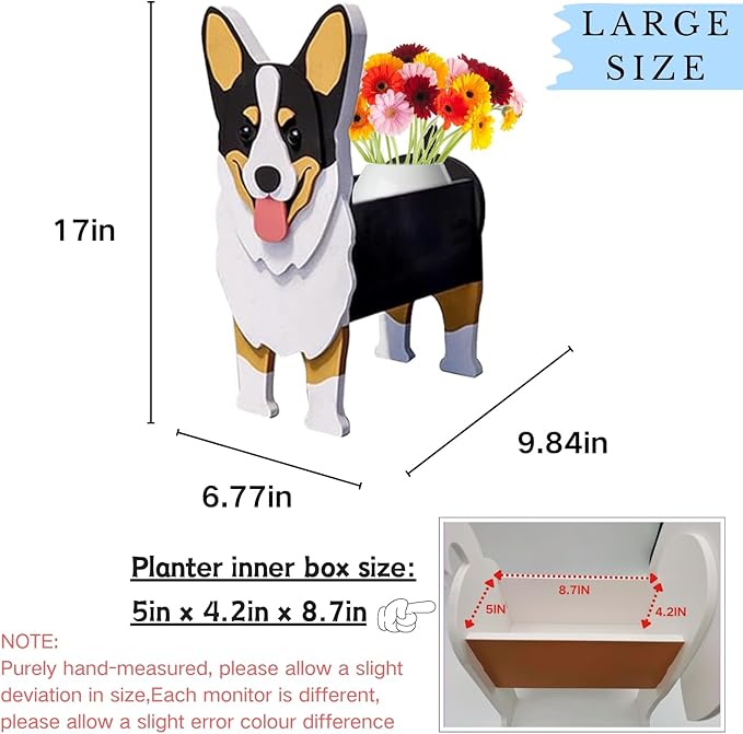 Concepts Welsh Corgi Dog Planter Plant Pots,Cute Garden Dog Flower Planter,Large Dog Planters Birthday Gifts for Women,Office,Indoor/Outdoor Decor（9.84 * 6.77 * 17in）