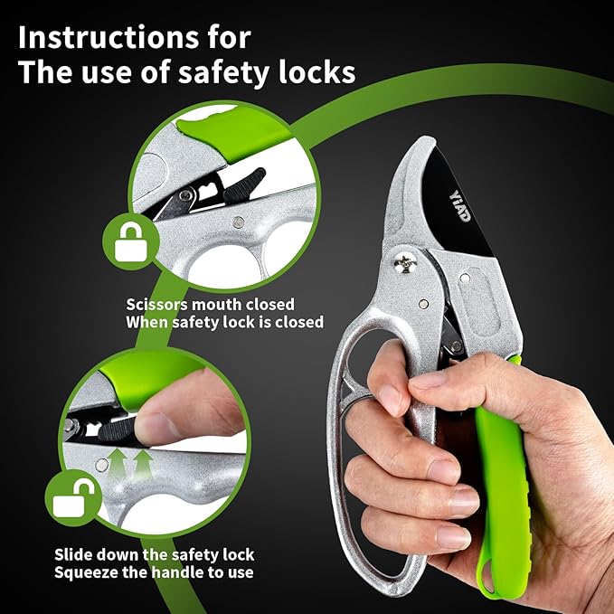 Heavy Duty Pruning Shears, Ratchet Gardening Scissors with Gardening Gloves for Gardening Handheld Garden Shears Ratcheting Mechanism Gardening Shears for Arthritis & Weak Hands