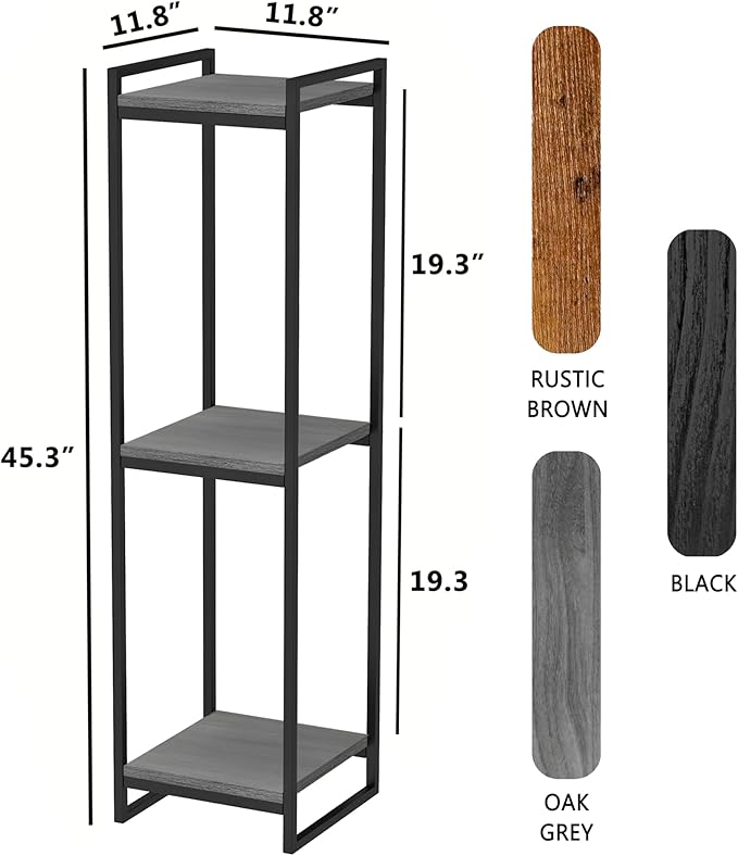 45" Tall Plant Stand Indoor, 3-Tier Modern Plant Shelf Corner Flower Pot Holder Organizer for Living Room Balcony Garden, Oak Grey