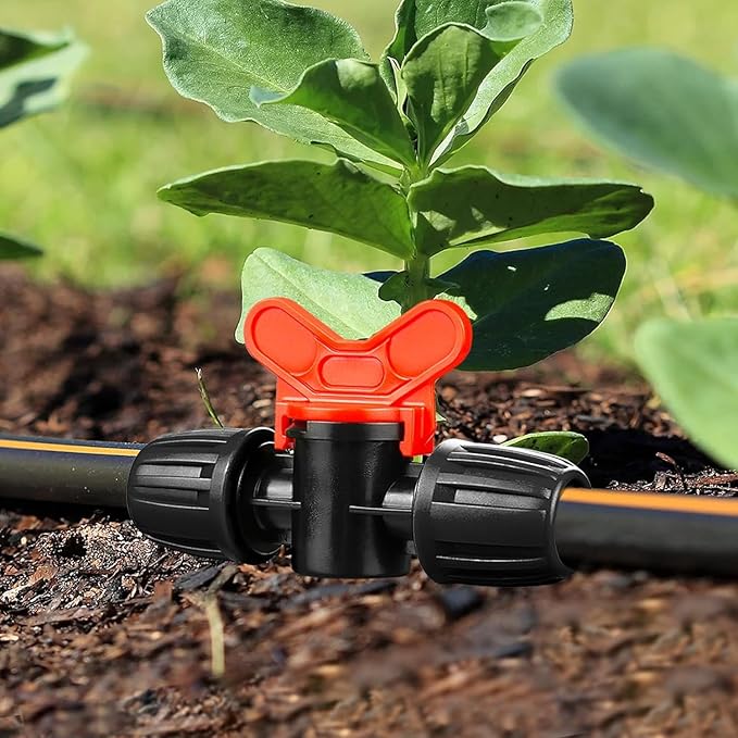 8 Pack Drip Irrigation Valve for 1/2 Inch Drip Tubing (1/2" ID x 0.65" OD)：1/2'' In-line Locked Barbed Ball Valve Drip Line Shut Off Valve Parts In Irrigation System for Garden