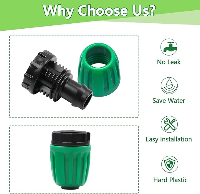 12 Pack 1/2 Inch Drip Irrigation End Plug (1/2" ID x 0.65" OD), Drip Line Irrigation Locked Barbed End Cap for 1/2'' Irrigation Tubing Anti Leak Irrigation System Plug Fittings