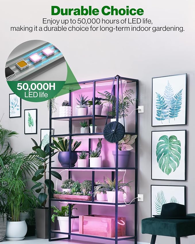 Sunco 3ft Grow Light LED, 30W, Full Spectrum, for Seed Starting, Seedling, Indoor Plants, Plug in Suspended Fixture, Link Up to 5, Inline Switch, UL/ETL 2 Pack